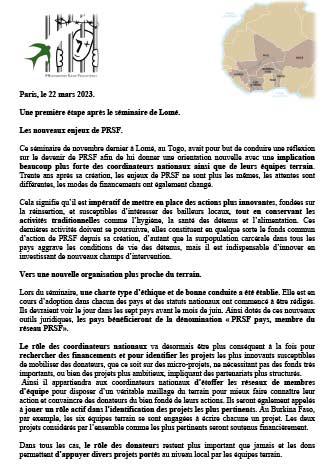 Séminaire de Lomé - PRSF