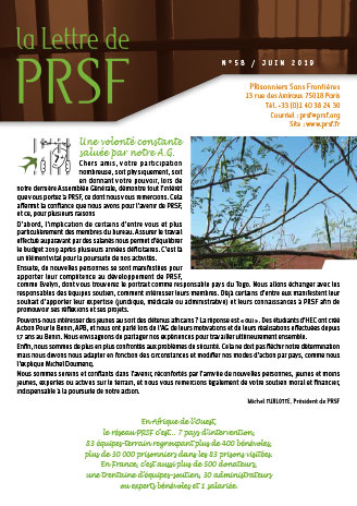 Première page de la Lettre n°58 de PRSF