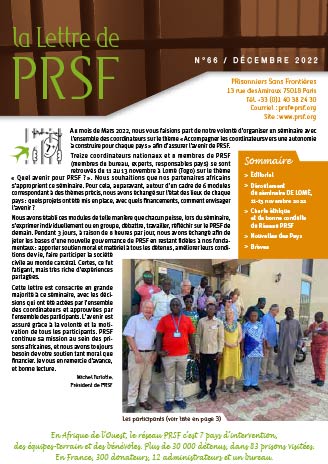 Première page de la Lettre n°66 de PRSF